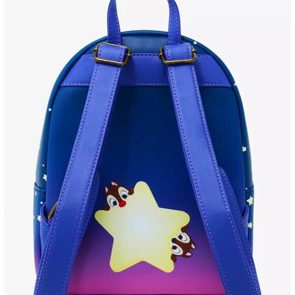 Loungefly Disney Chip N Dale Mini Backpack Star Pattern Night Sky Bag New - Picture 3 of 4
